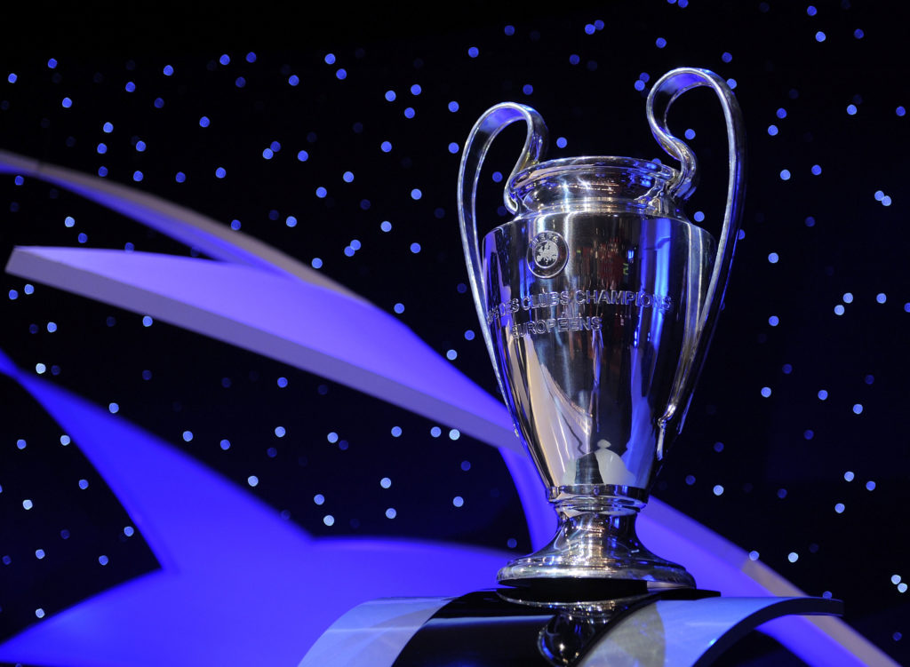 A general view of the UEFA Champions League trophy at the UEFA Champions League Draw for the 2008/2009 season at the Grimaldi Center