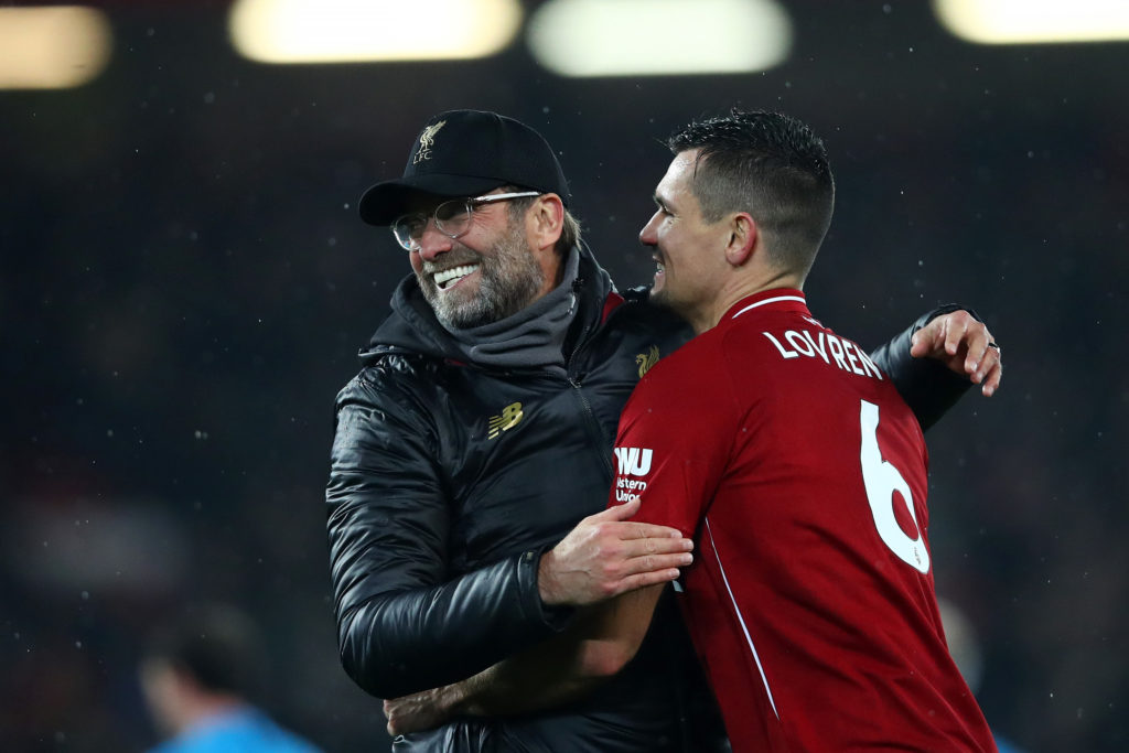 Jurgen Klopp and Dejan Lovren.
