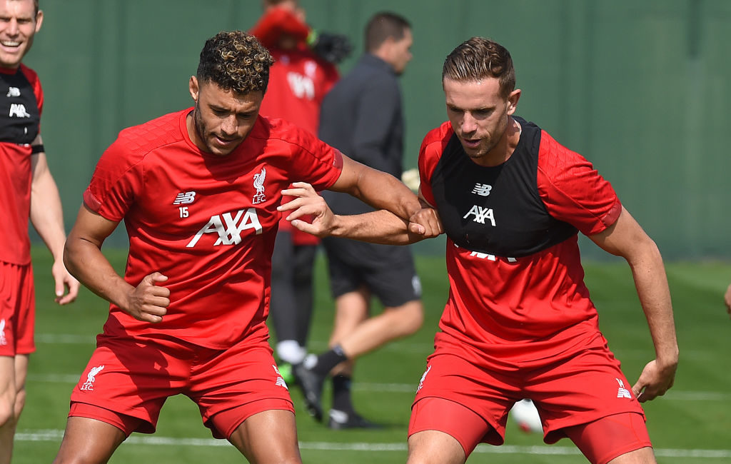 Alex Oxlade-Chamberlain, Jordan Henderson, Burnley v Liverpool training