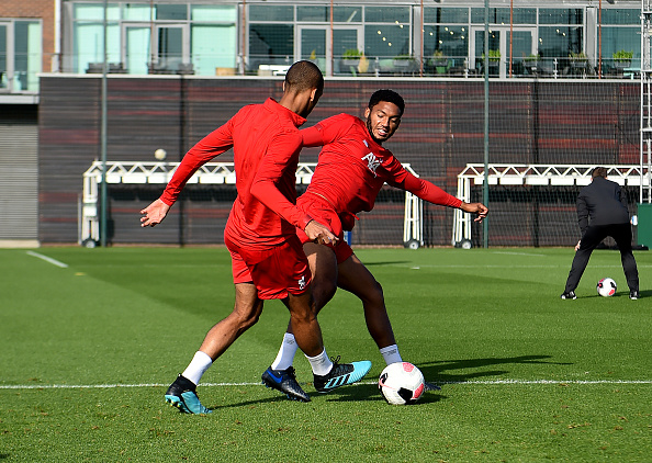 Joel Matip, Joe Gomez, Burnley v Liverpool training