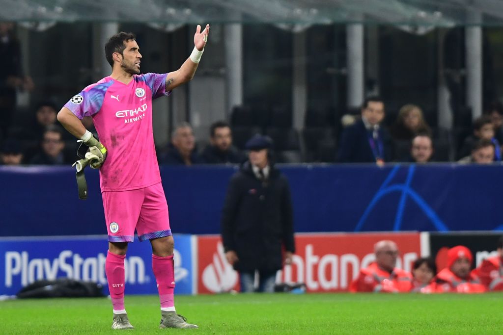 Claudio Bravo was forced in goal by the Ederson injury.