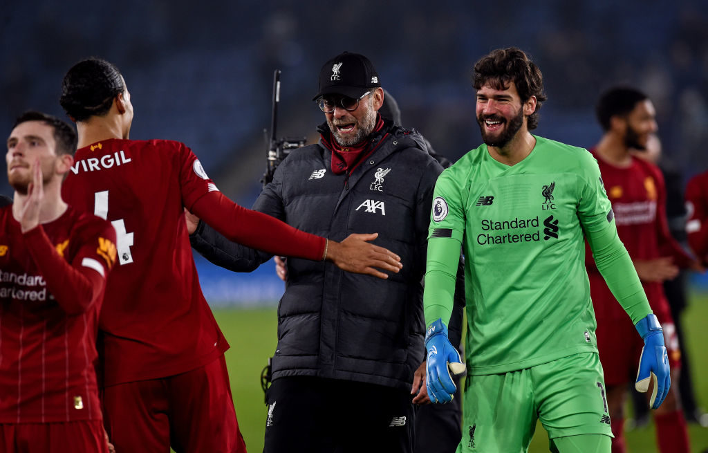 Liverpool celebrate after their brilliant performance against Leicester City