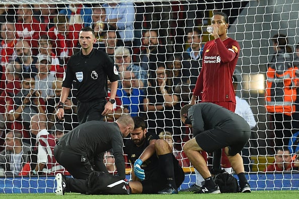 Alisson picked up an injury against Norwich that kept him out for seven games.