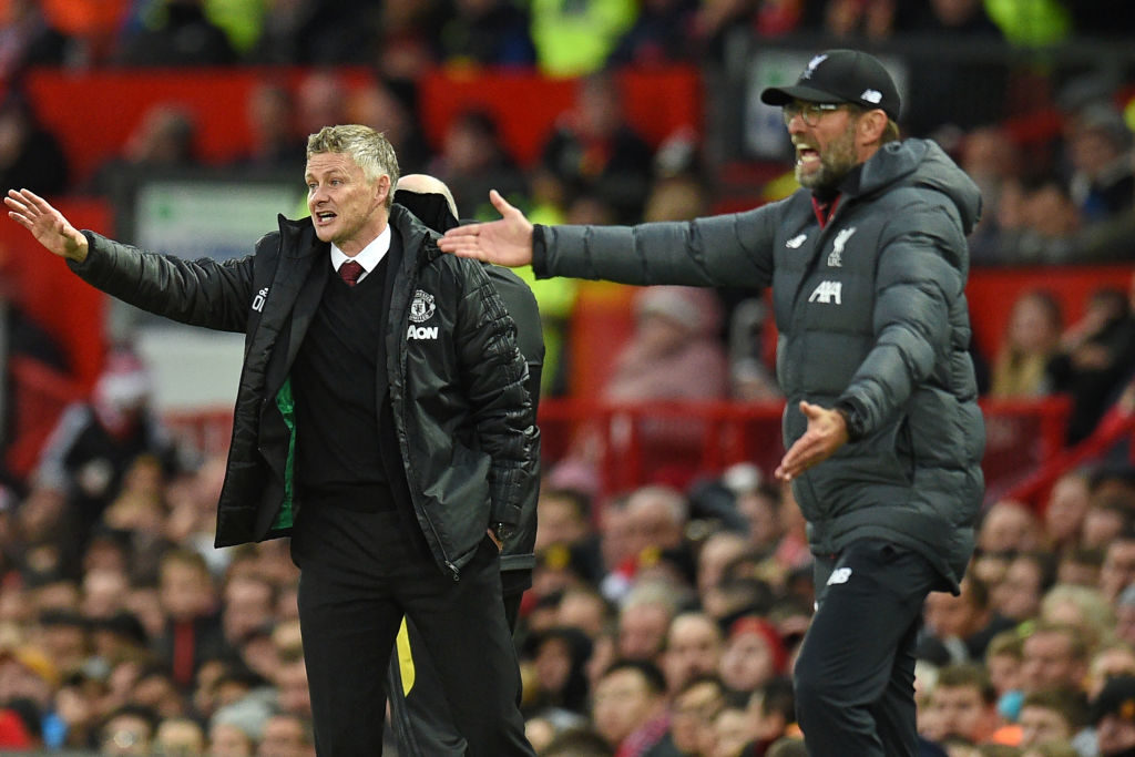 Ole Gunnar Solskjaer and Jurgen Klopp at Old Trafford.