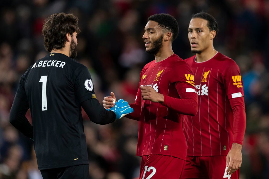 Joe Gomez, Alisson Becker and Virgil van Dijk