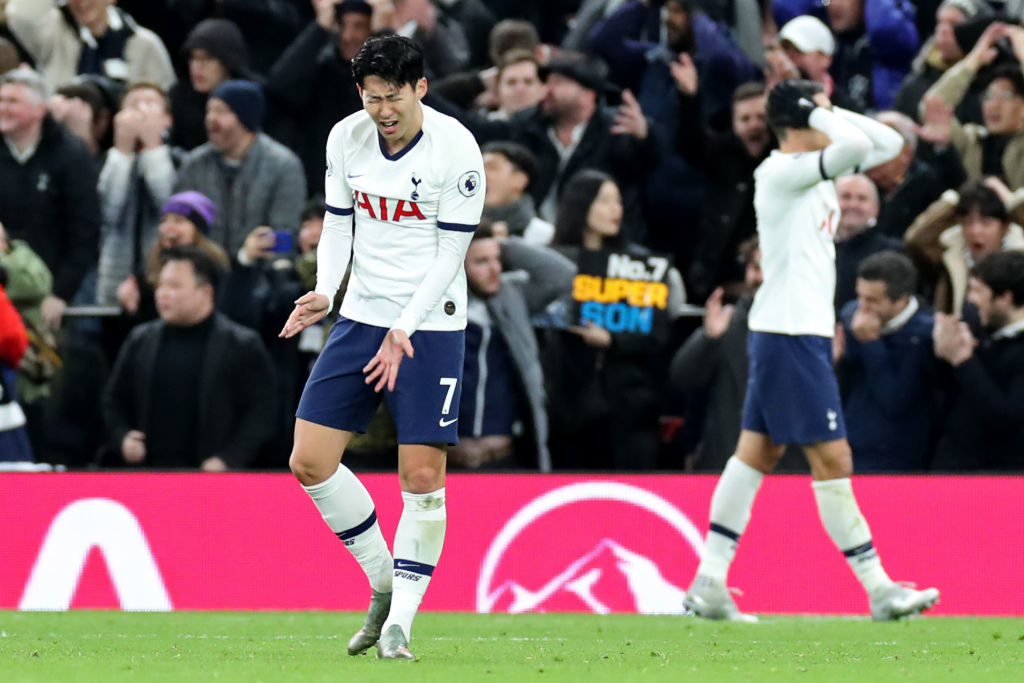 Son Heung-Min after missing a great chance against Liverpool