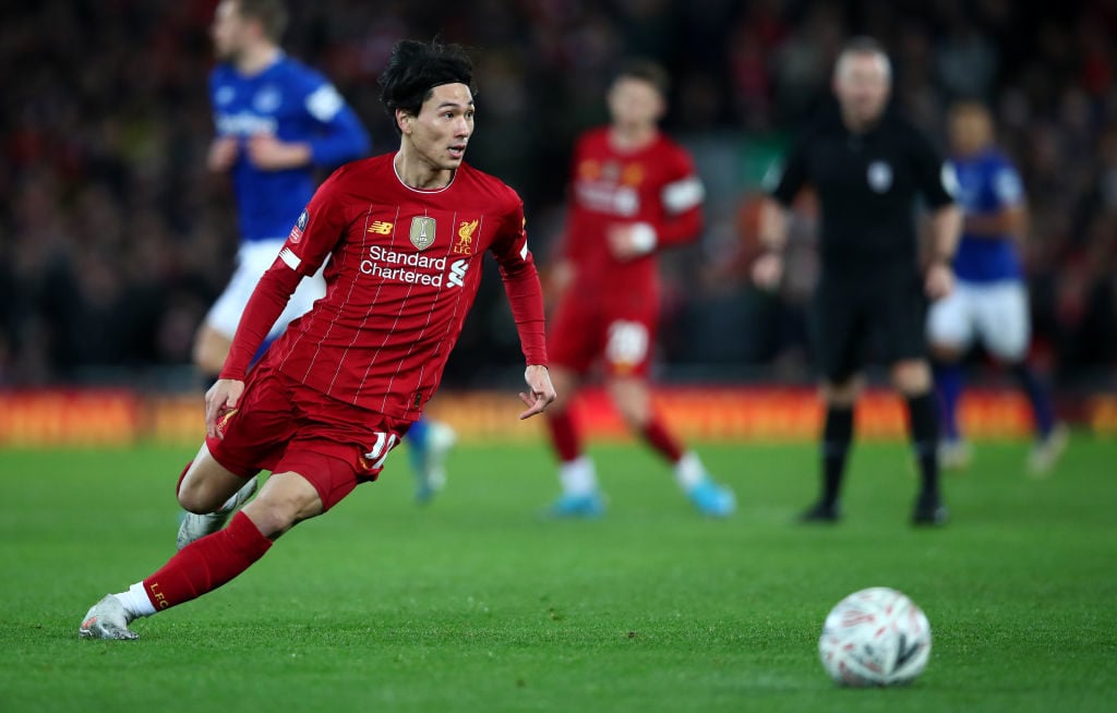 Takumi Minamino on his debut v Everton