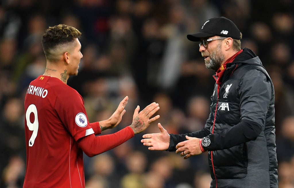 Jurgen Klopp congratulates Roberto Firmino for his performance