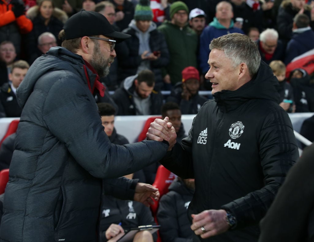 Jurgen Klopp and Ole Gunnar Solskjaer at Anfield.