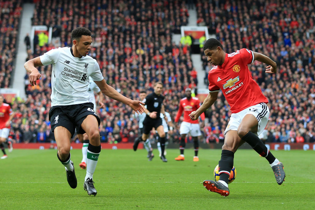 Trent Alexander-Arnold struggled against Marcus Rashford.