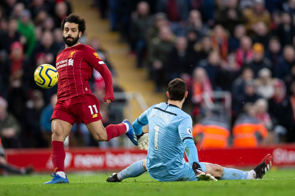 Mohamed Salah has scored 70 goals in 100 Premier League games for Liverpool.
