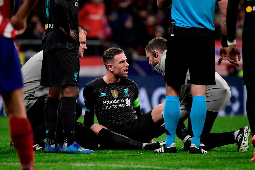 Jordan Henderson suffered an injury against Atletico Madrid.