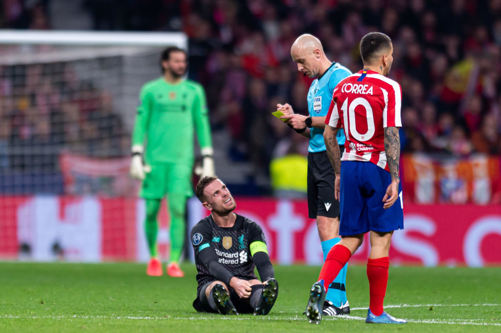 Jordan Henderson went off with injury against Atletico Madrid.