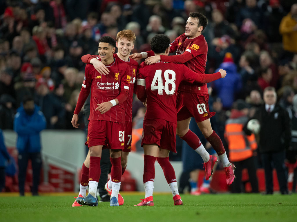 A young Liverpool side beat Shrewsbury Town.