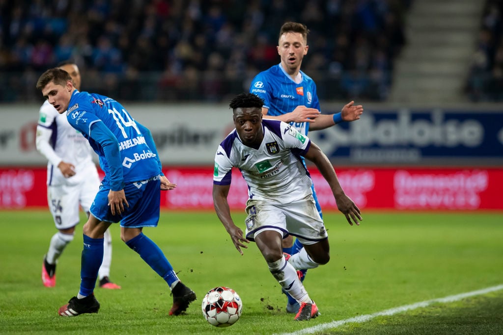 Jeremy Doku in action for Anderlecht.