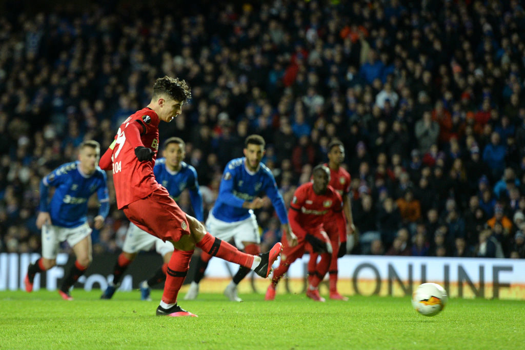 Kai Havertz scores against Rangers.