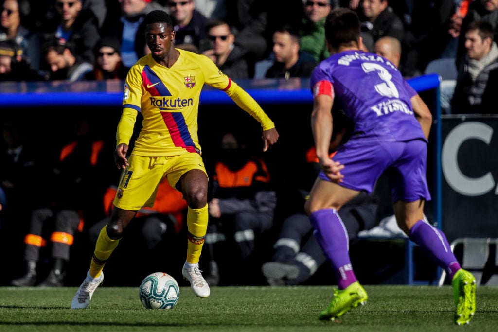 Ousmane Dembele in action for Barcelona.