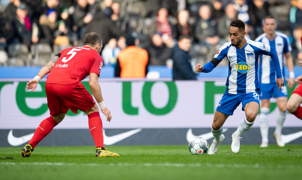 Matheus Cunha in action for Hertha Berlin.