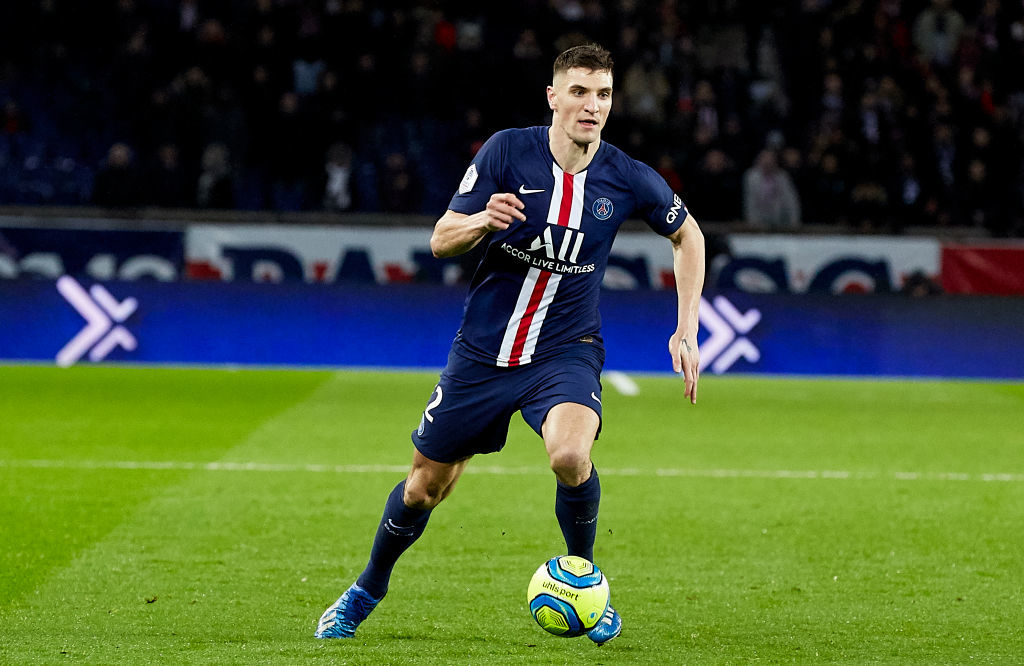 Thomas Meunier in action for Paris Saint-Germain.