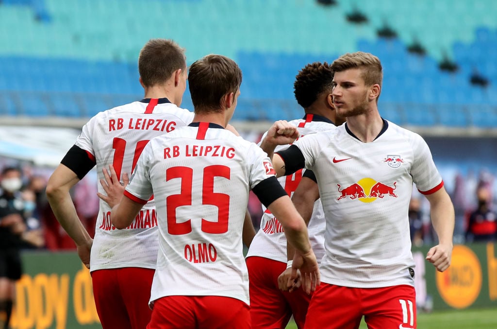 Timo Werner celebrates against Hertha BSC.