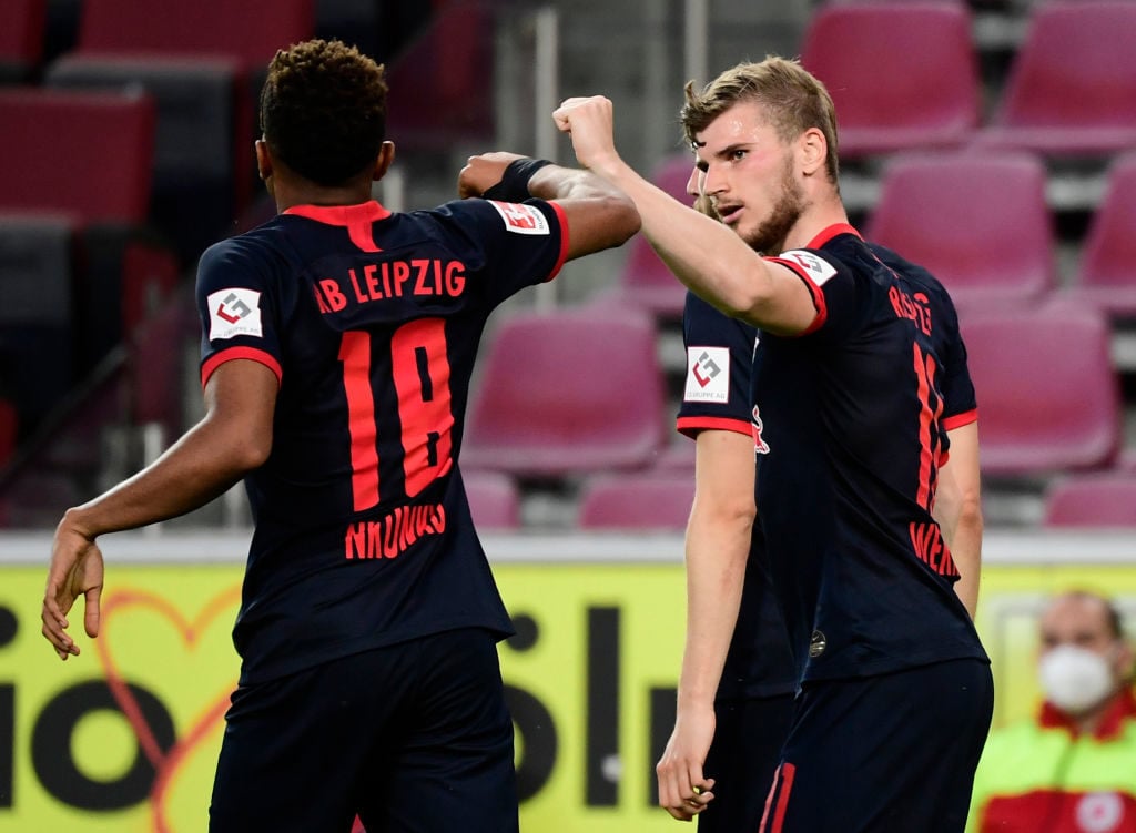 Timo Werner celebrates his goal against FC Koln.