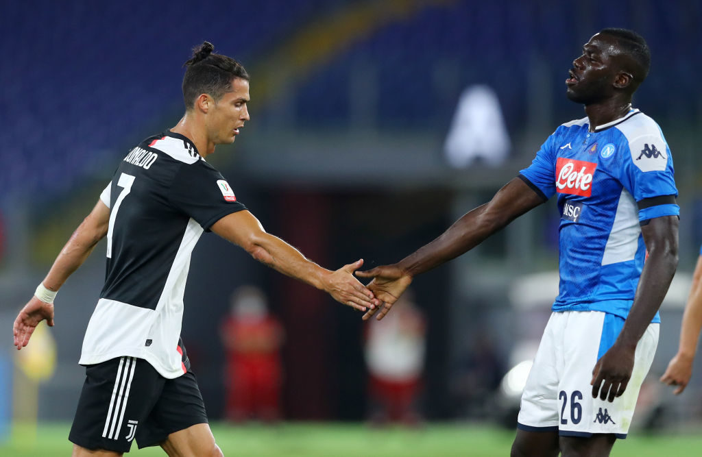 Kalidou Koulibaly with Cristiano Ronaldo.