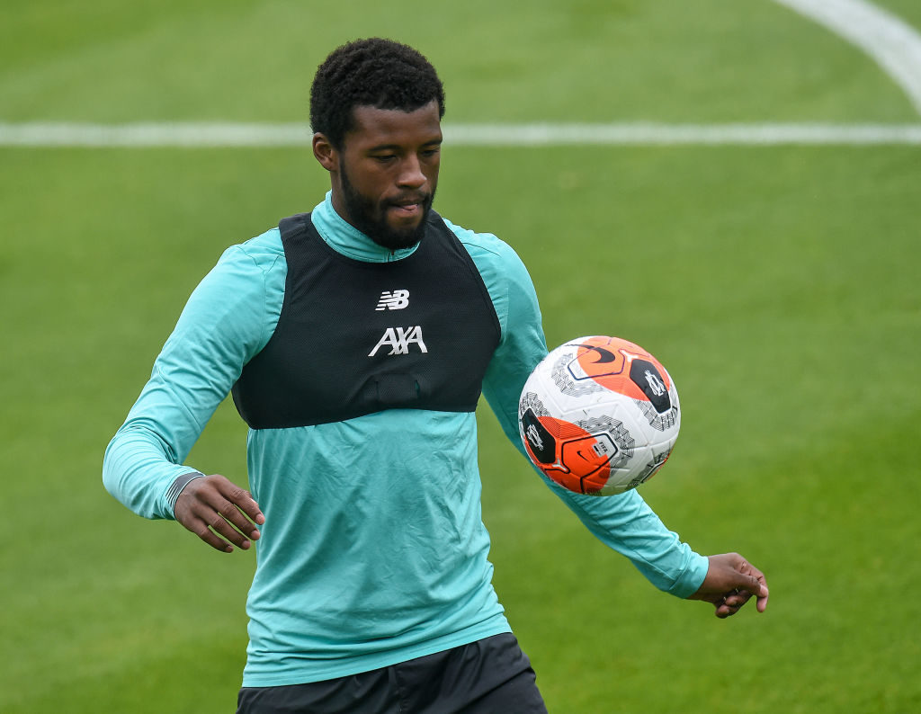 Gini Wijnaldum in training with Liverpool.