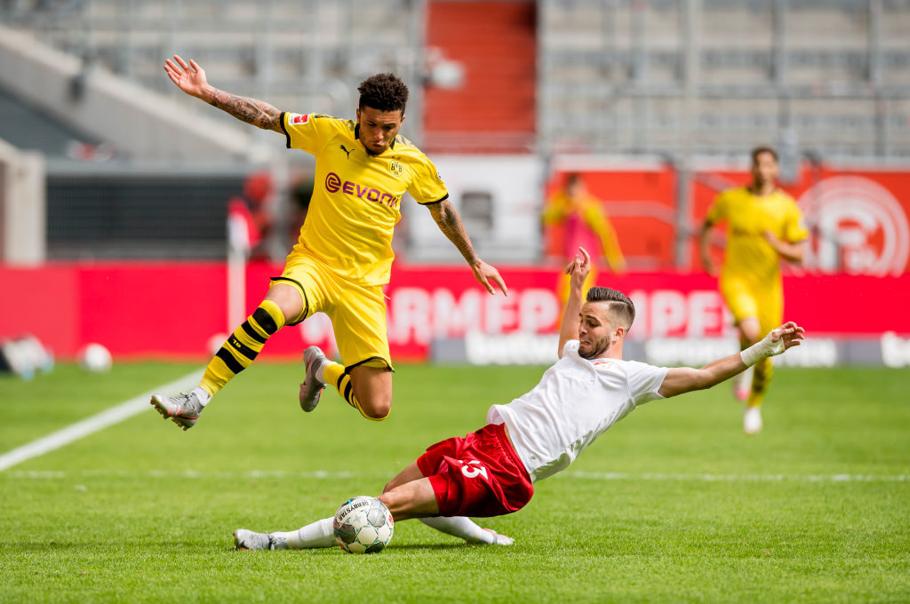 Jadon Sancho in action for Borussia Dortmund.