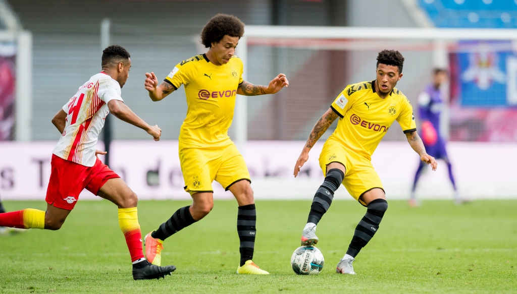 Jadon Sancho in action for Borussia Dortmund.