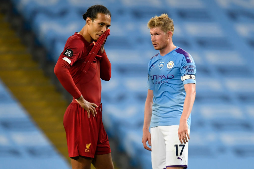 Virgil van Dijk with Kevin De Bruyne.