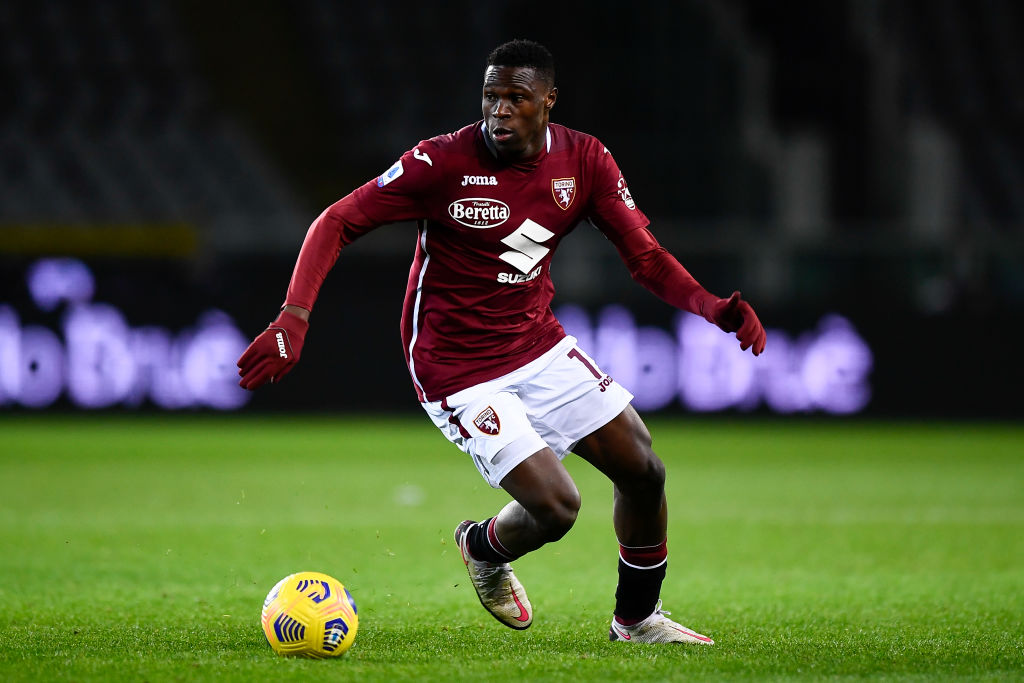Wilfried Singo of Torino FC in action during the Serie A