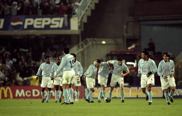 Celta Vigo v Liverpool The Celta Vigo team celebrate