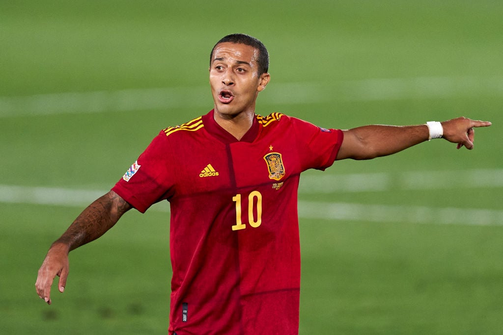 Thiago Alcantara of Spain reacts during the UEFA Nations League group stage match between Spain and Ukraine at Estadio Alfredo Di Stefano