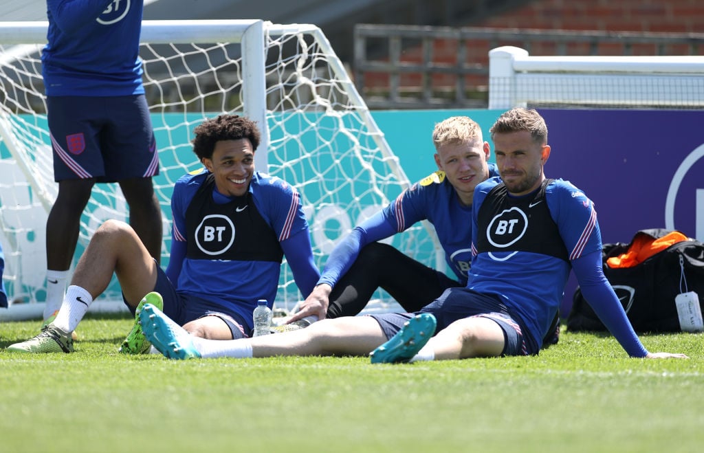 Liverpool players Trent Alexander-Arnold and Jordan Henderson - Euro 2020 Training Camp