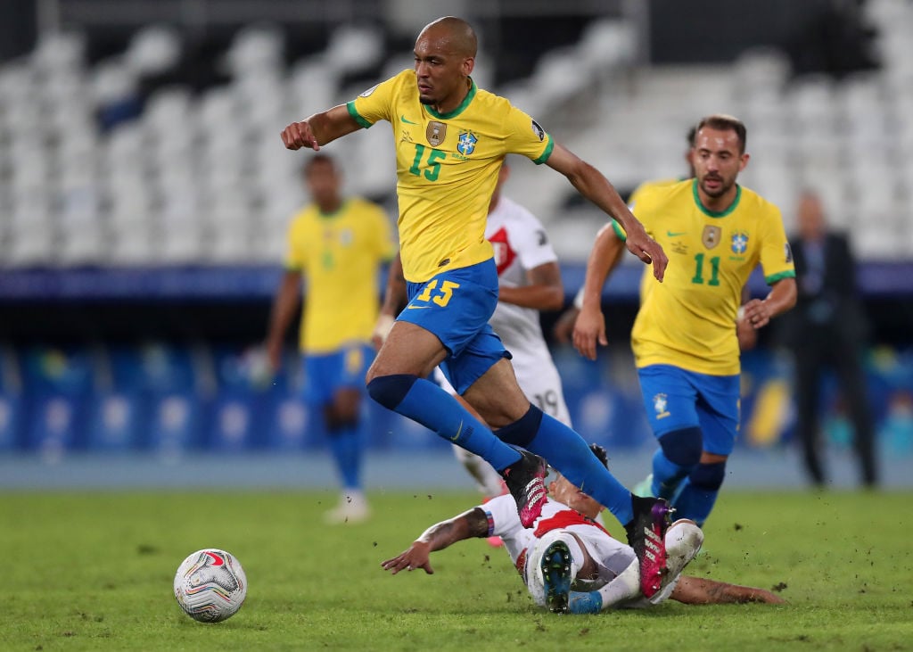 Fabinho featured for Brazil against Peru