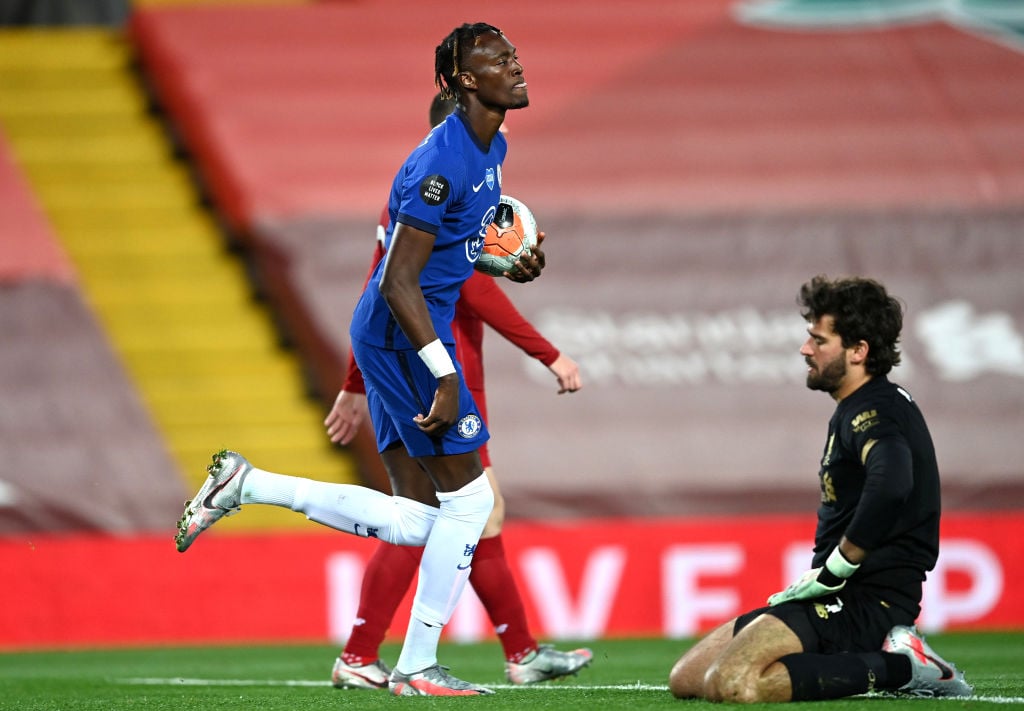 Abraham scores against Liverpool in 2019/20