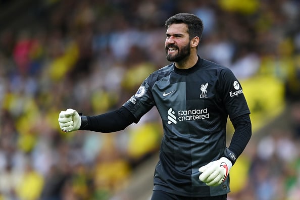 Alisson is the goalkeeper in our Liverpool vs PSG XI