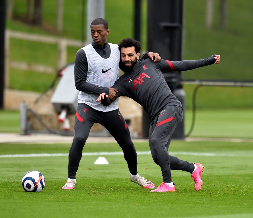 Gini Wijnaldum has congratulated Mo Salah on scoring 100 league goals