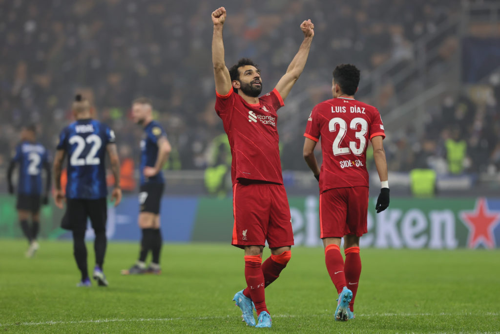 Mohamed Salah of Liverpool FC celebrates after scoring a