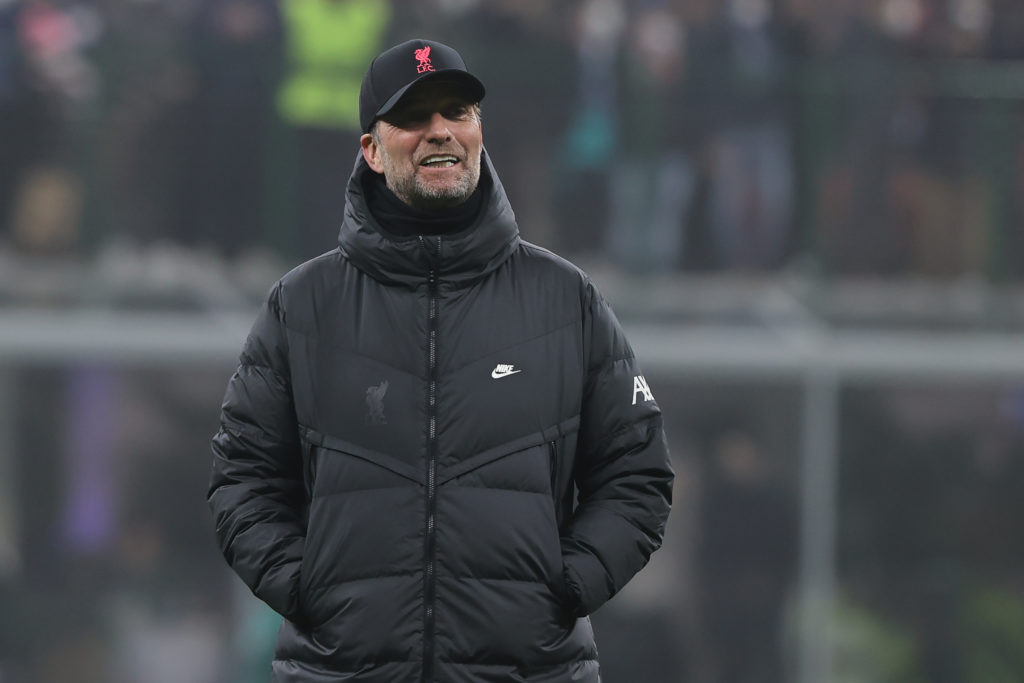 Jurgen Klopp Head Coach of Liverpool FC looks on during the