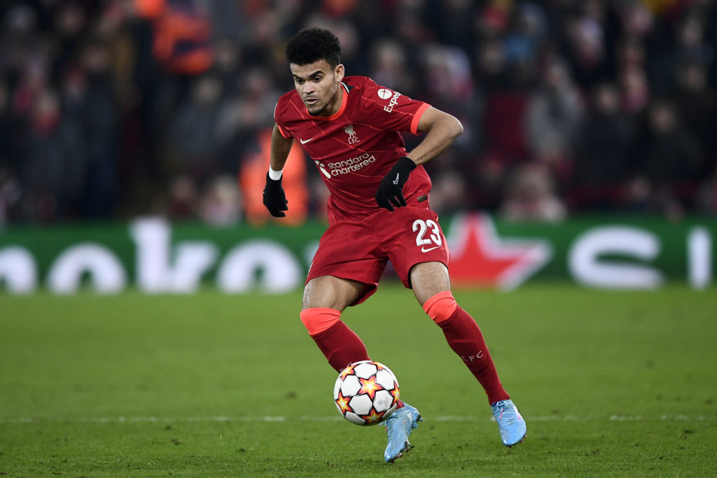 Luis Diaz of Liverpool FC in action during the UEFA