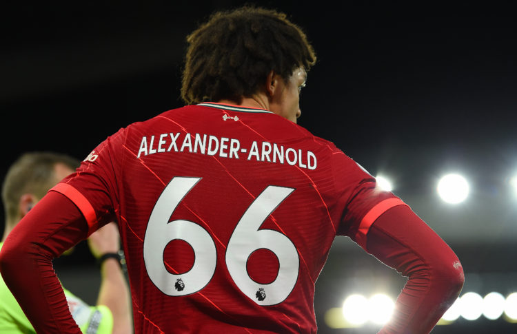 THE SUN OUT. THE SUN ON SUNDAY OUT0 Trent Alexander-Arnold of Liverpool in action during the Premier League match between Liverpool and West Ham United at Anfield on March 05, 2022 in Liverpool, England. (Photo by John Powell/Liverpool FC via Getty Images
