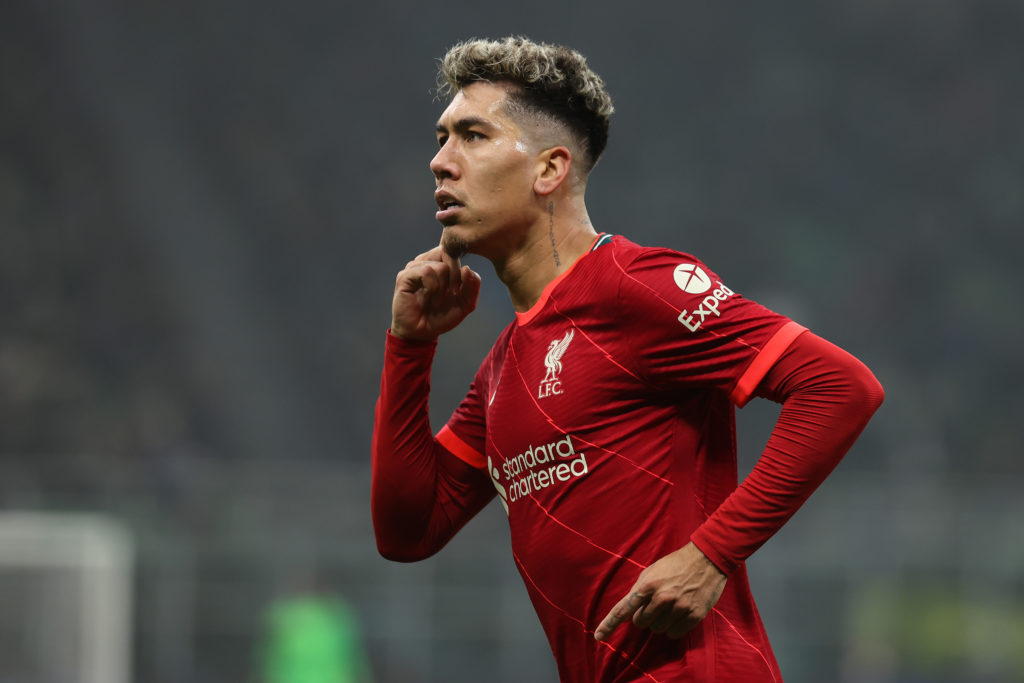 Roberto Firmino of Liverpool FC celebrates after scoring a