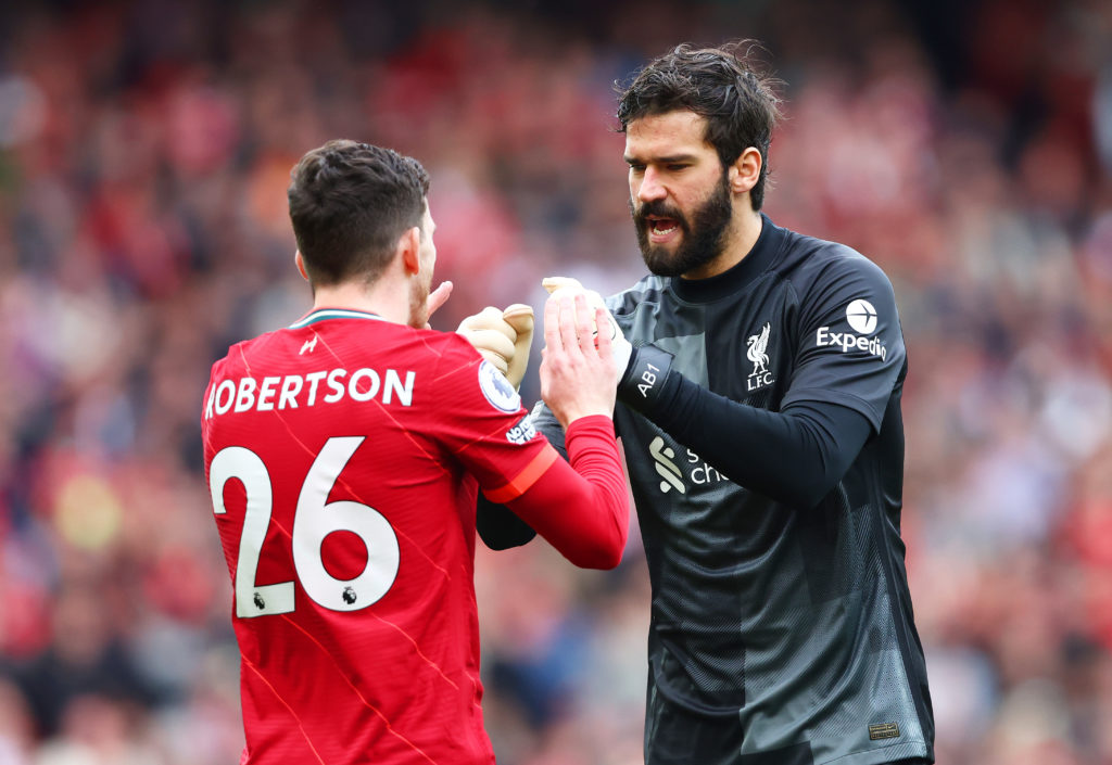 Alisson Becker and Andy Robertson for Liverpool v Everton - Premier League