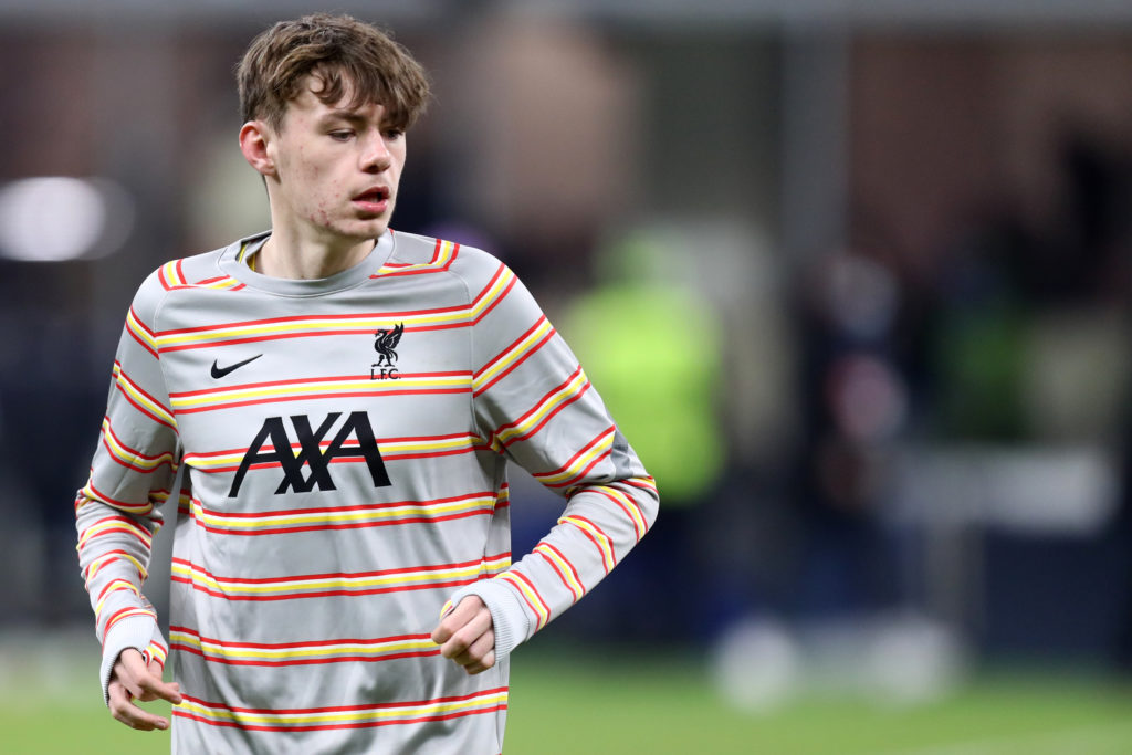 Conor  Bradley of Liverpool Fc  during warm up before the