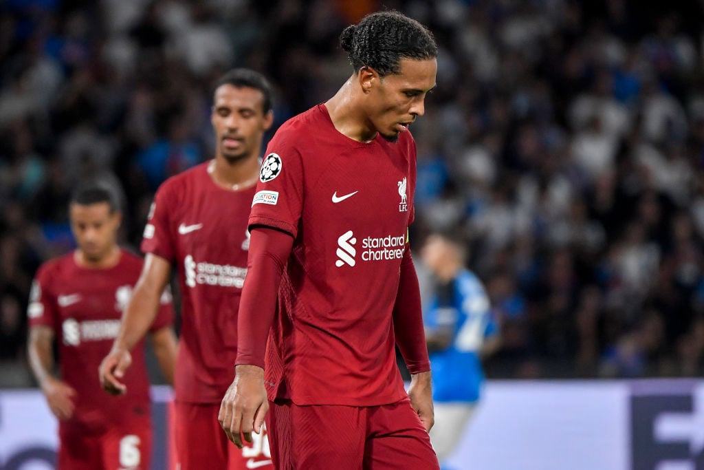 Virgil van Dijk of Liverpool FC looks dejected during the