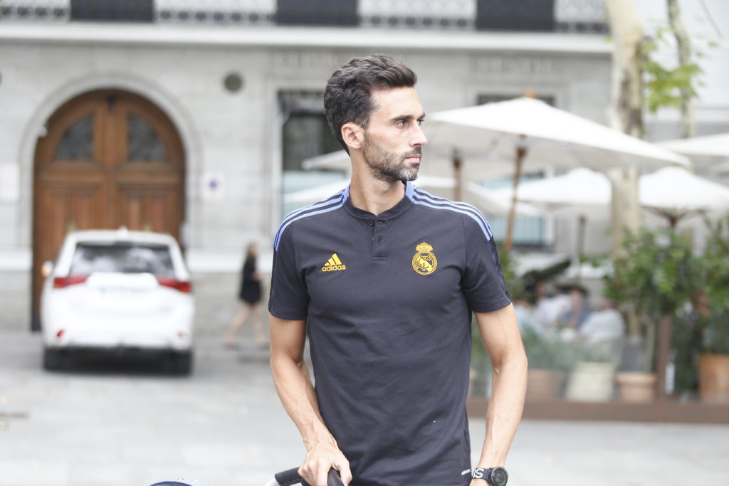 Alvaro Arbeloa On A Stroll With His Family In Madrid