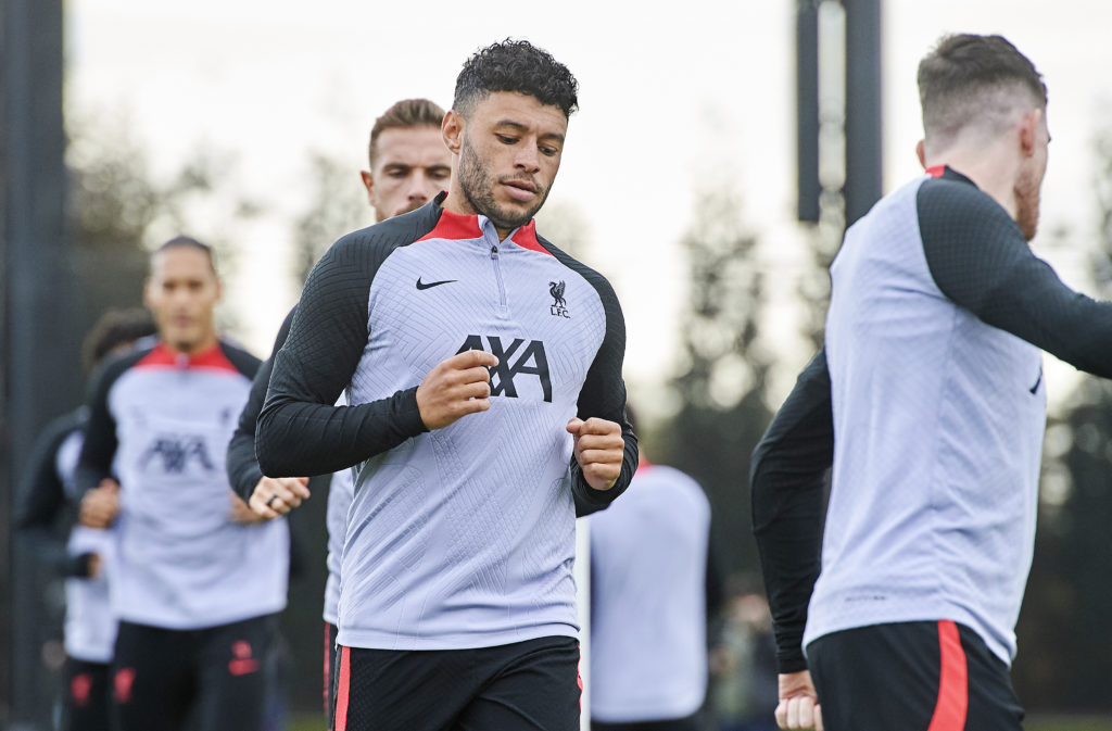 Alex Oxlade-Chamberlain pictured during a training session with Liverpool