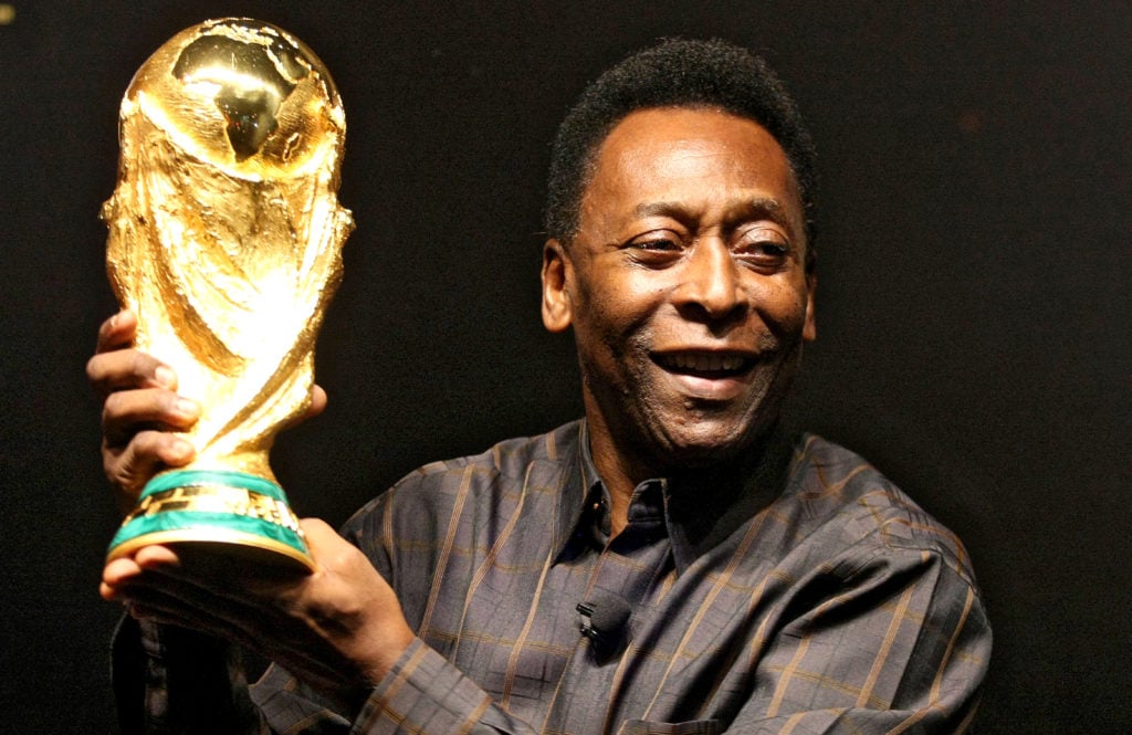 Brazilian football star Pele displays th