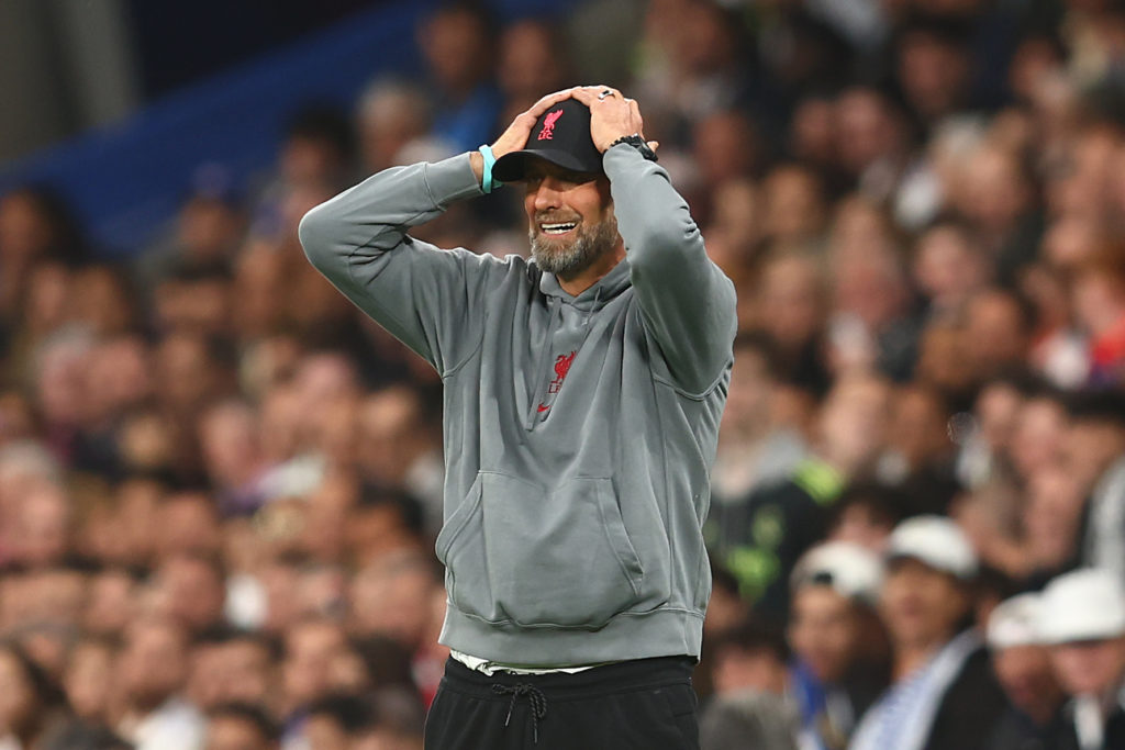 Jurgen Klopp reacts during the UEFA Champions League last-16 match between Liverpool and Real Madrid at Santiago Bernabeu stadium